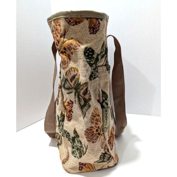 Vtg J Garden Butterfly Tapestry 14" Canvas Tote Bag Zipper Closure Reusable Bag - Picture 2 of 16